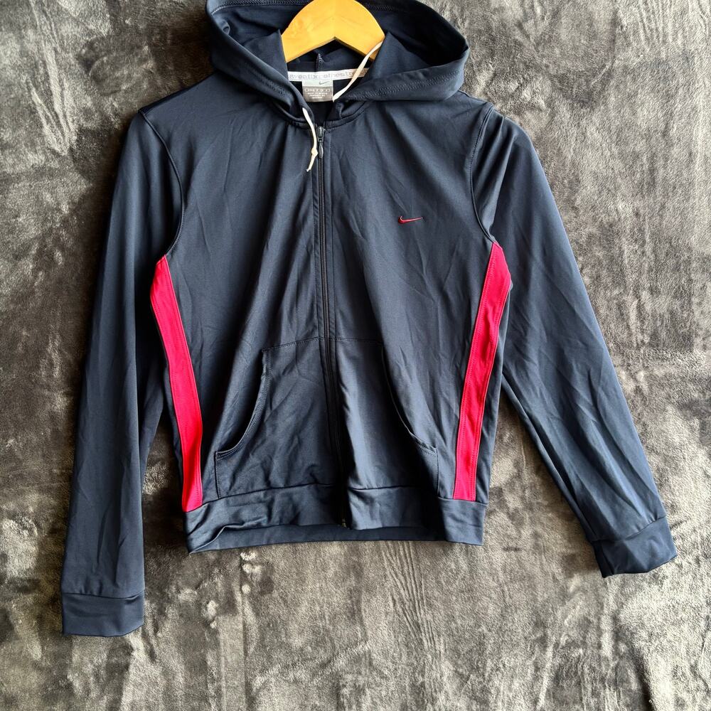 Vintage 2000s Nike Athletic Full Zip Color Navy Blue and Red Size Small